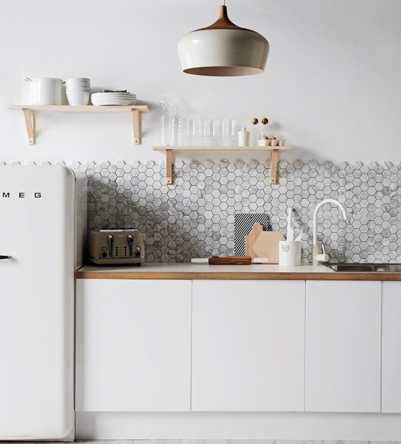 Minimalist white kitchen interior