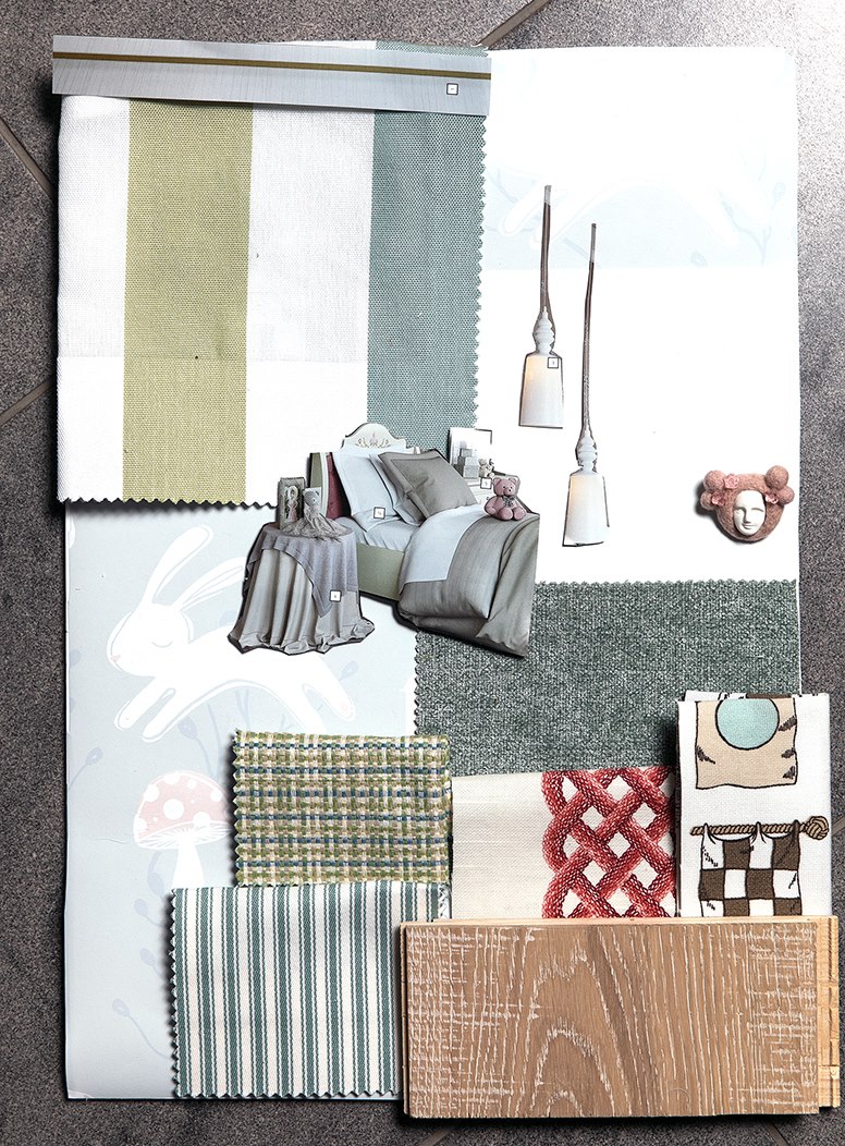 Do-it-yourself fabric samples for creating an interior collage