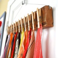Storing handkerchiefs on clothespins