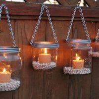 Decorative candlesticks made of glass jars