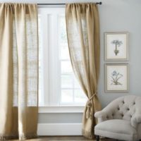 Burlap curtains in a classic living room