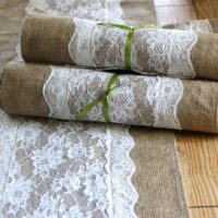 Tablecloth for the kitchen table from burlap and lace