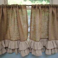 Rustic curtains on the kitchen window