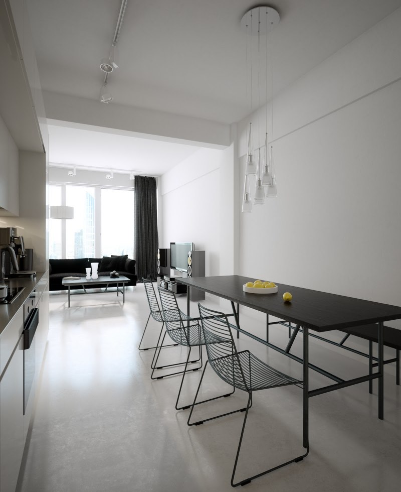 Sala da pranzo minimalista in cucina