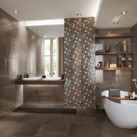 Glass mosaic us = bathroom wall