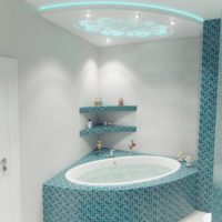 Corner bathtub with mosaic lining