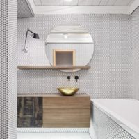 White bathroom hexagonal mosaic lining