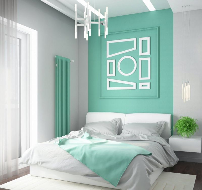 Mint colors in the interior of the bedroom