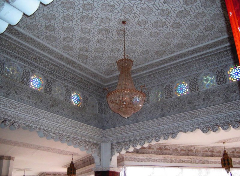 Moroccan-style ceiling in the living room of a country house