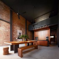 Matte black ceiling in the industrial style hall