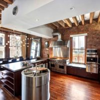 Industrial interior kitchen city apartment