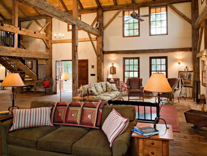 Spacious living room rustic style country house