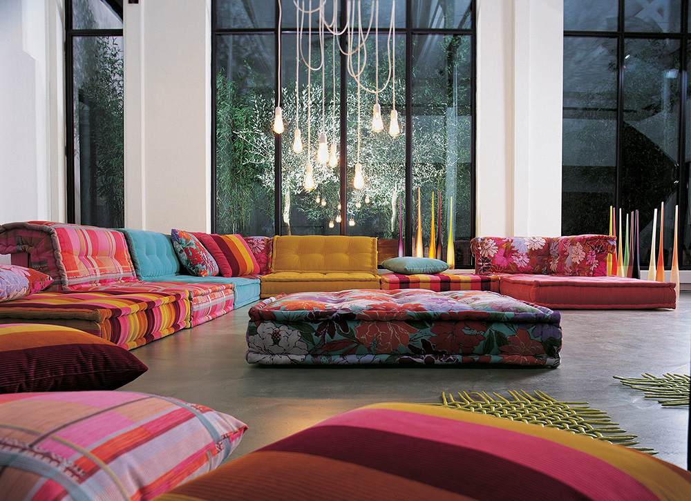 Interior decoration of a colorful textile