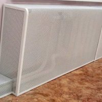 Grid screen for masking heating appliances