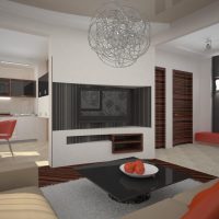 The interior of the kitchen-living room in a modern style