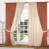 Contrasting multi-colored curtains on the hall window