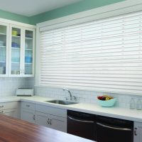 Plastic blinds in the kitchen of a private house