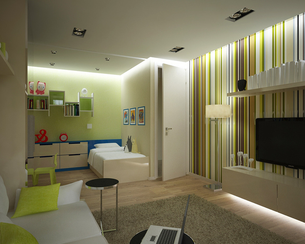 The interior of the apartment is 35 square meters for a family of three
