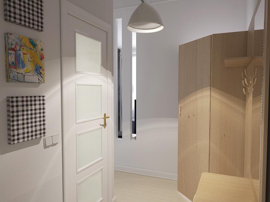 Project of an entrance hall in a one-room apartment