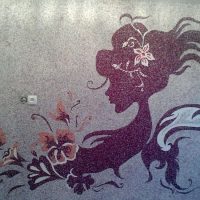 Silhouette of a girl made from liquid wallpaper