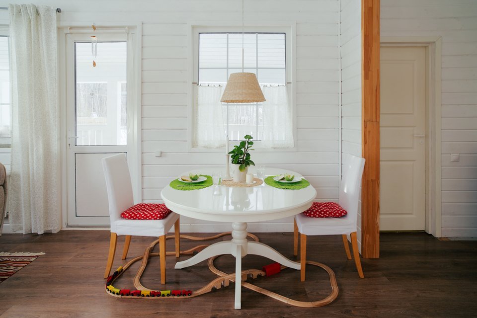 Small dining table in Scandinavian cuisine