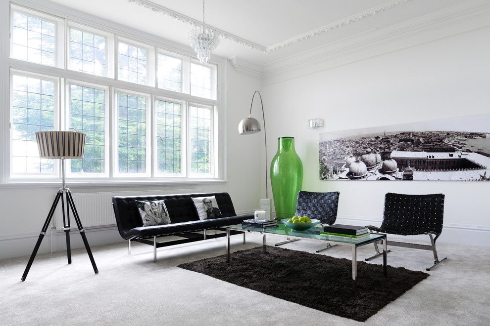 Decorating a bright living room with black accents
