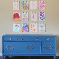 Blue chest of drawers in retro style
