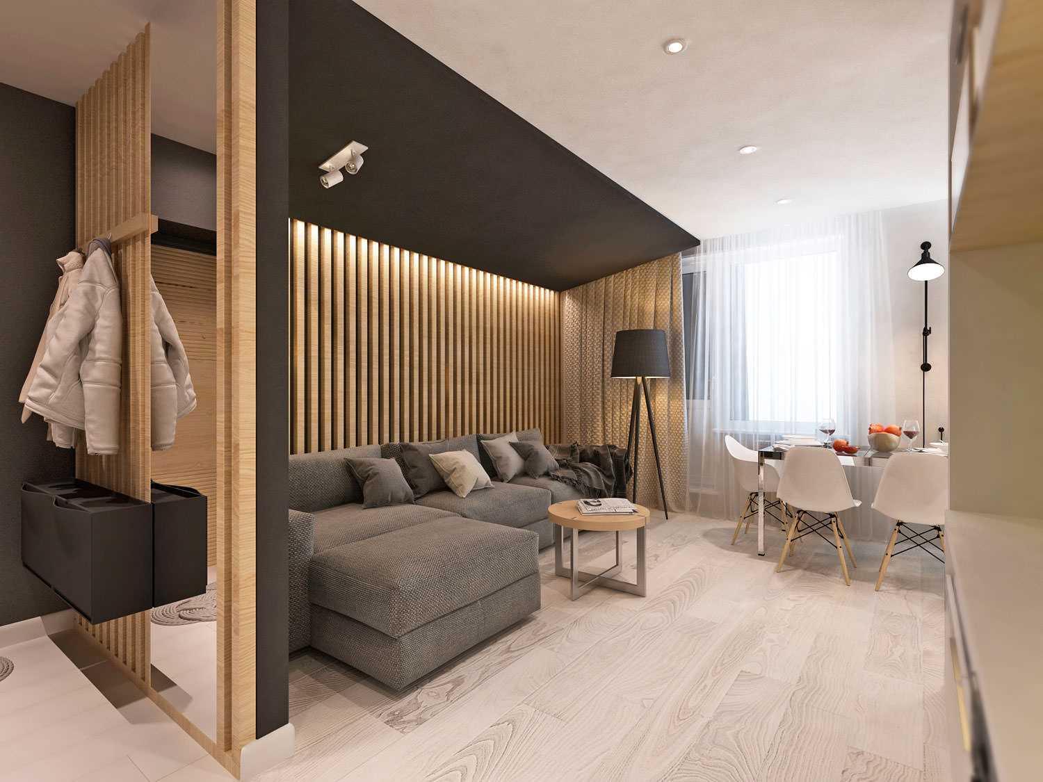 Design of a living area in a city apartment