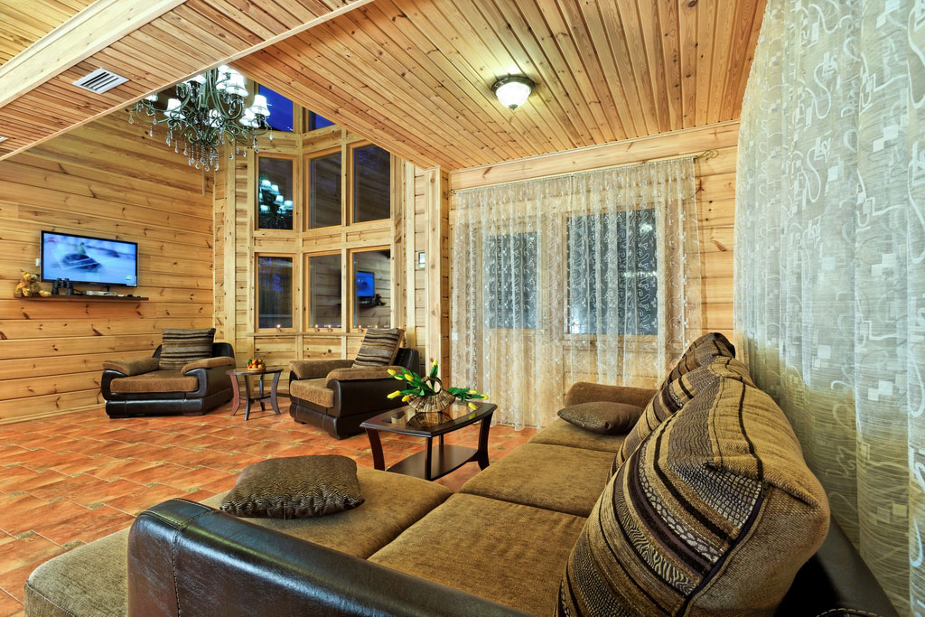 Salon dans une maison privée en bois