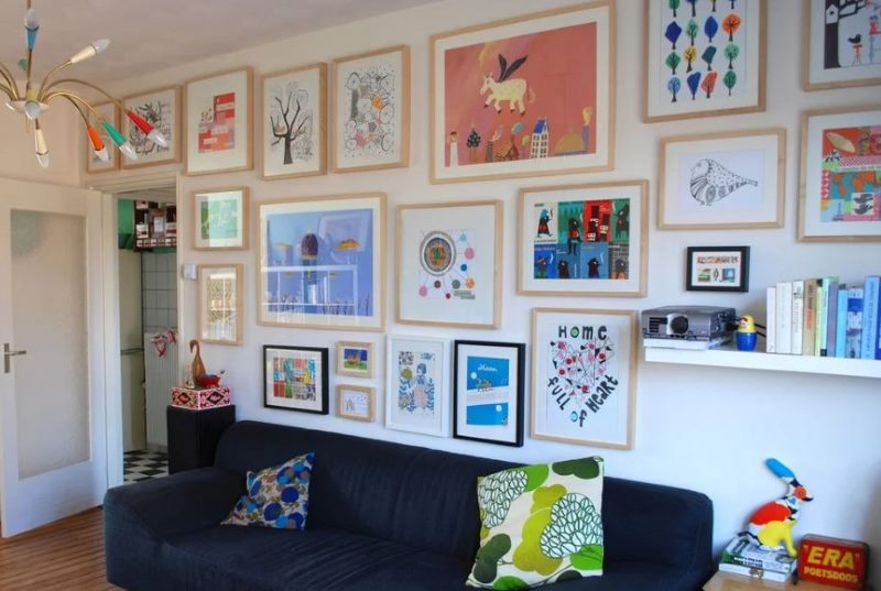 Wall decoration with children's drawings