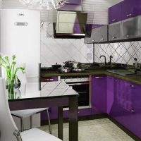 Kitchen set with purple facades