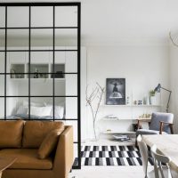 Leather sofa in a white room