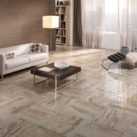 Ceramic floor with glossy finish