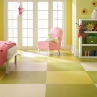 Marmoleum floor in a children's room for a girl