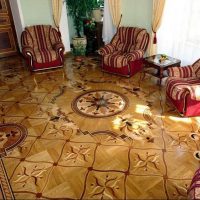 Art parquet in the design of the living room