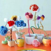 Artificial flowers from multi-colored paper