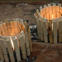 Vases for candles from clothespins