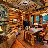 Writing desk in a log house