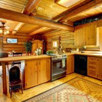 Wooden furniture in the kitchen of a country house
