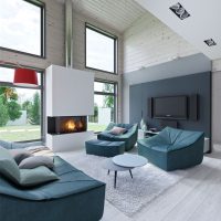 Prefabricated furniture in the interior of the living room