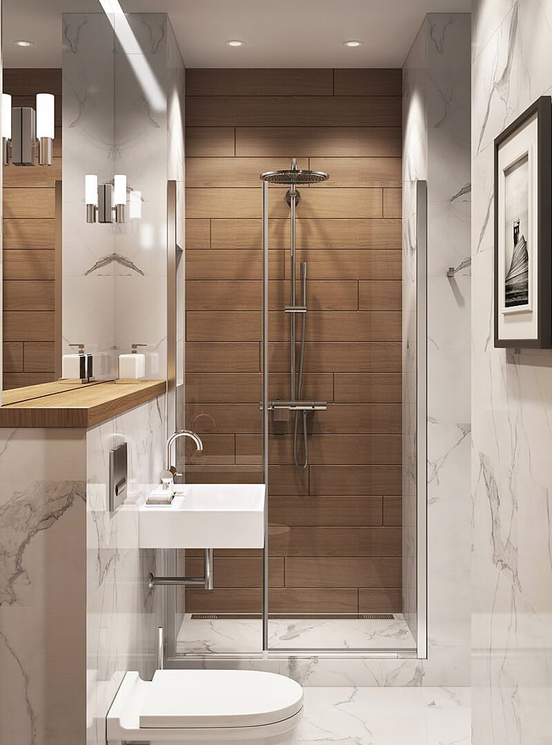 Design of a compact bathroom in a studio apartment