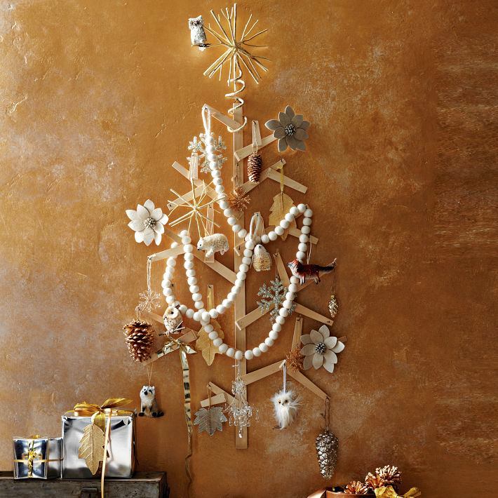 Decorative tree made of wooden planks