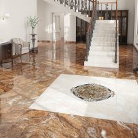Glossy natural stone floor surface