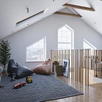 Design attico in una moderna casa a schiera