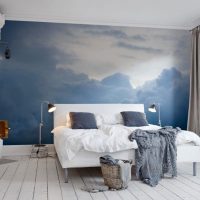 Clouds on the mural in the bedroom