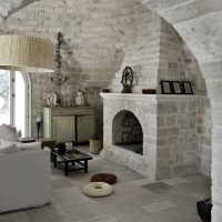 Decorative stone in the interior of a private house