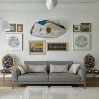 Wall decoration over the living room sofa