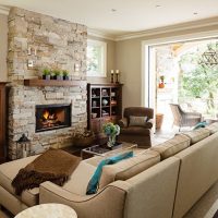 fireplace decoration with natural stone