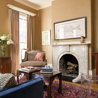 Marble fireplace in a private house room