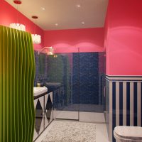 Pink color in the design of the bathroom